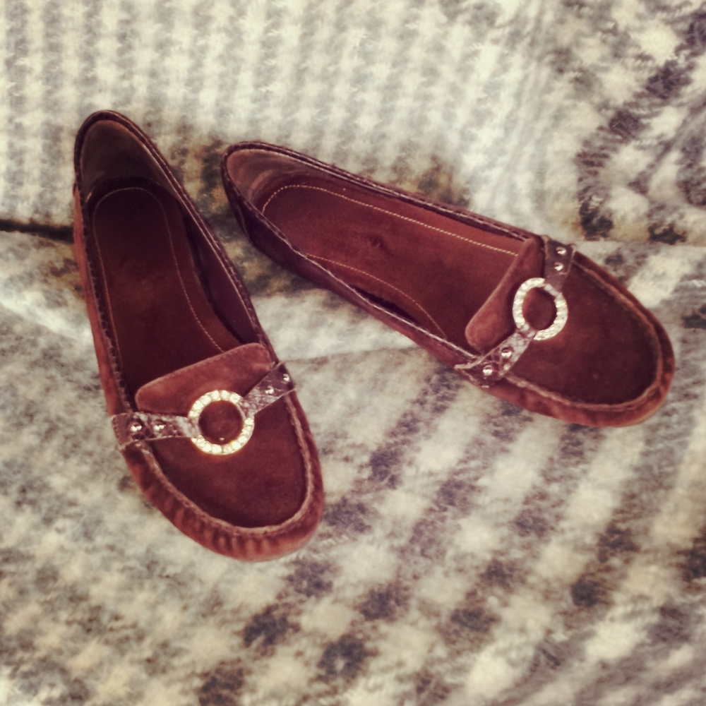 Chocolate brown suede loafers